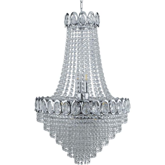 Searchlight Louis Phillipe 1711-11CC chromen zakkroonluchter van kristal met een diameter van 54cm