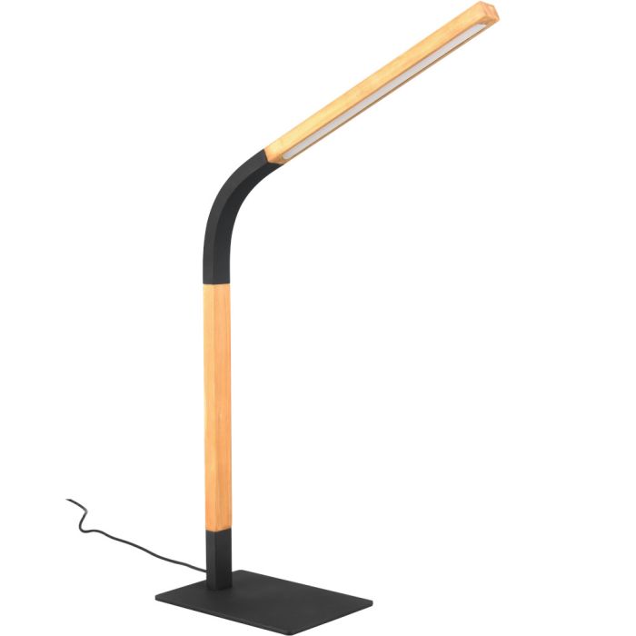 Trio Norris 545210132 hout met zwart metalen tafellamp en LED strip in de kop