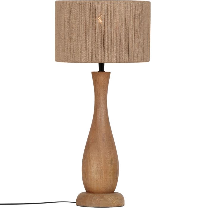 Trio Toba 567200130 houten tafellamp met kap van jute touwen
