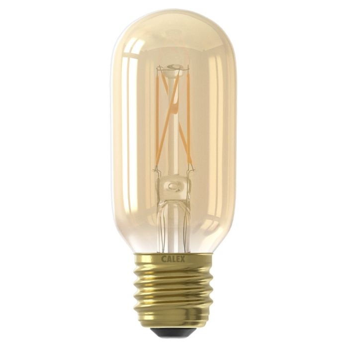 1101003900 8712879153993 Calex Buis T45 Goud Straight filament 220-240V 3.5W 250lm 2100K E27 Dimbaar met LED dimmer