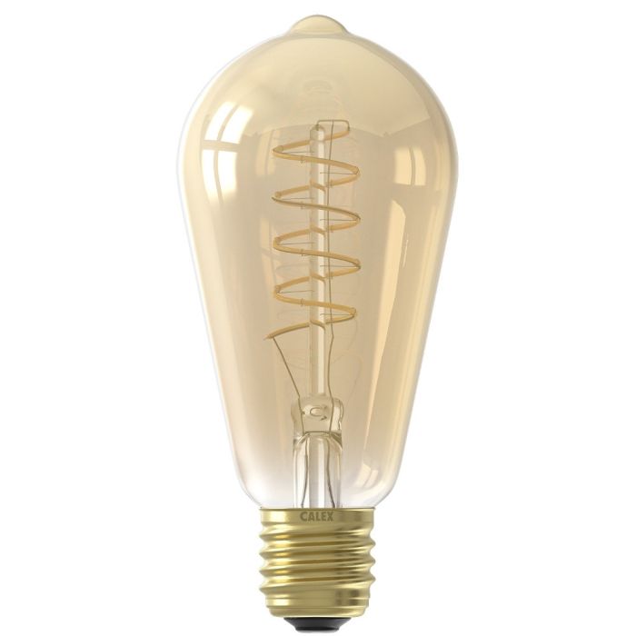 1001000700 8712879152187 Calex Rustic ST64 Gold Flex Filament 220-240V 3,8W 250lm 2100K E27 dimbaar via LED dimmer