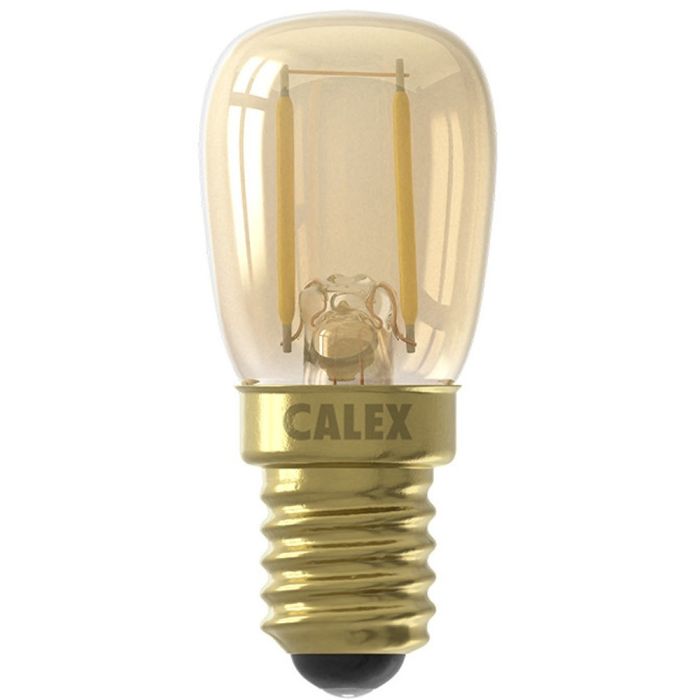 1101010500 8712879153831 Calex Buis T26x58 Goud Straight filament 220-240V 2.7W 250lm 2100K E14 Dimbaar met LED dimmer