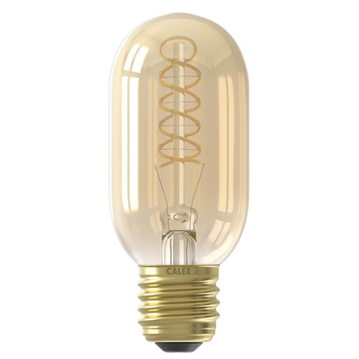 1001000300 8712879152347 Calex Buis T45 Goud Flex Filament 220-240V 3.8W 250lm 2100K E27 Dimbaar met LED dimmer