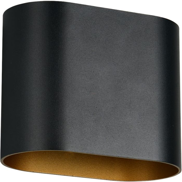 Trio Alani 266100180 zwart ovale updown wandlamp met goudkleurige binnenzijde van metaal