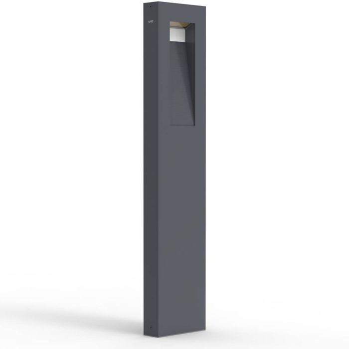 Lutec Arteo antraciet grijze rechthoekige paallamp van 75 cm hoog met lichtvenster naar voren en beneden