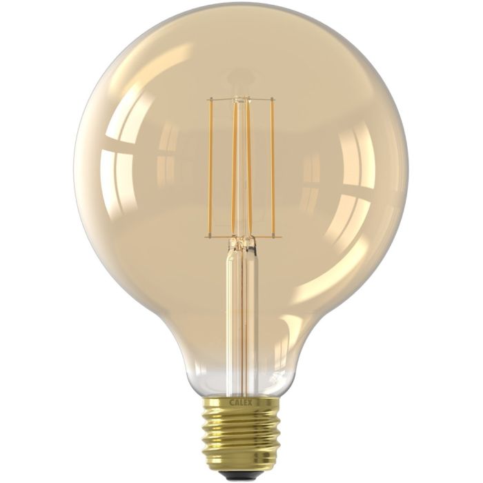 1101003500 8712879152743 Calex Globe G125 Goud Straight filament 220-240V 4.5W 470lm 2100K E27 dimbaar met LED dimmer