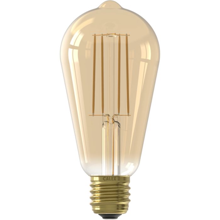 1101002100 8712879154150 Calex Rustiek ST64 Goud Straight filament 220-240V 4.5W 470lm 2100K E27 Dimbaar met LED dimmer