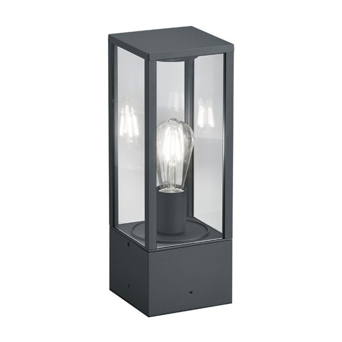 Trio Garonne 501860142 antraciet grijze rechthoekige sokkellamp met vier rechthoekige glazen ruitjes