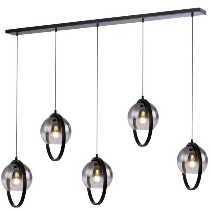 Freelight Aureol H2235SK zwarte hanglamp met rookglas
