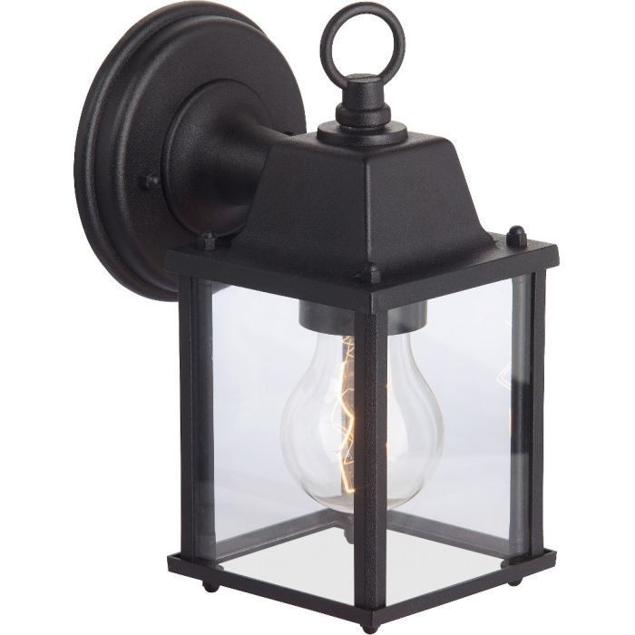 Brilliant Irvin 96186/06 zwart buitenlamp met vierkante hangende lantaarn met vier transparante glazen ruitjes