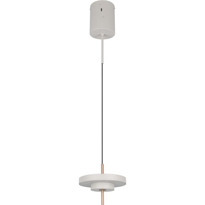 Trio Keaton warm grijze hanglamp met dubbele schijf vormige kap van 20 cm in diameter met geïntegreerde led