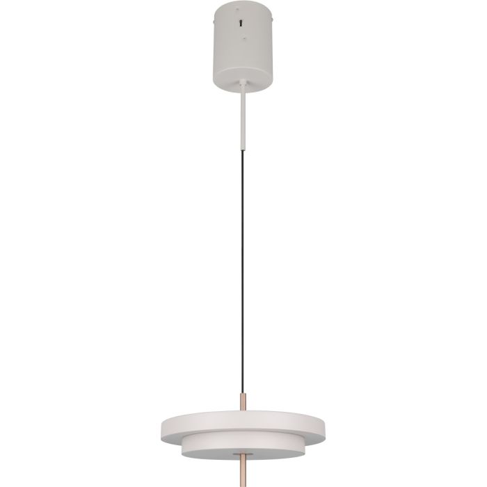 Trio Keaton warm grijze hanglamp met dubbele schijf vormige kap van 40 cm in diameter met geïntegreerde led