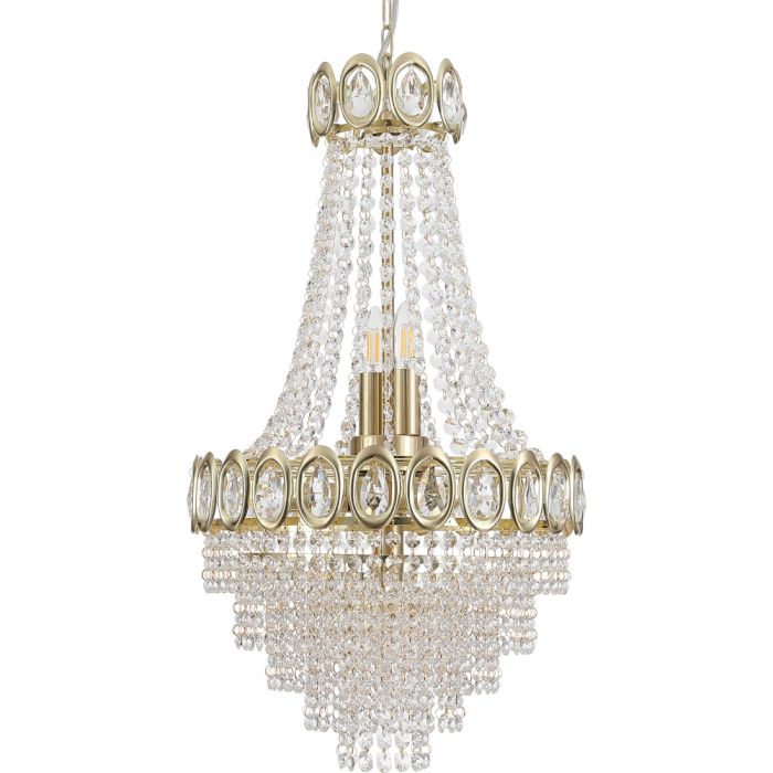 Searchlight Louis Phillipe 1611-6SB kristallen zakkroonluchter met goudkleurige details