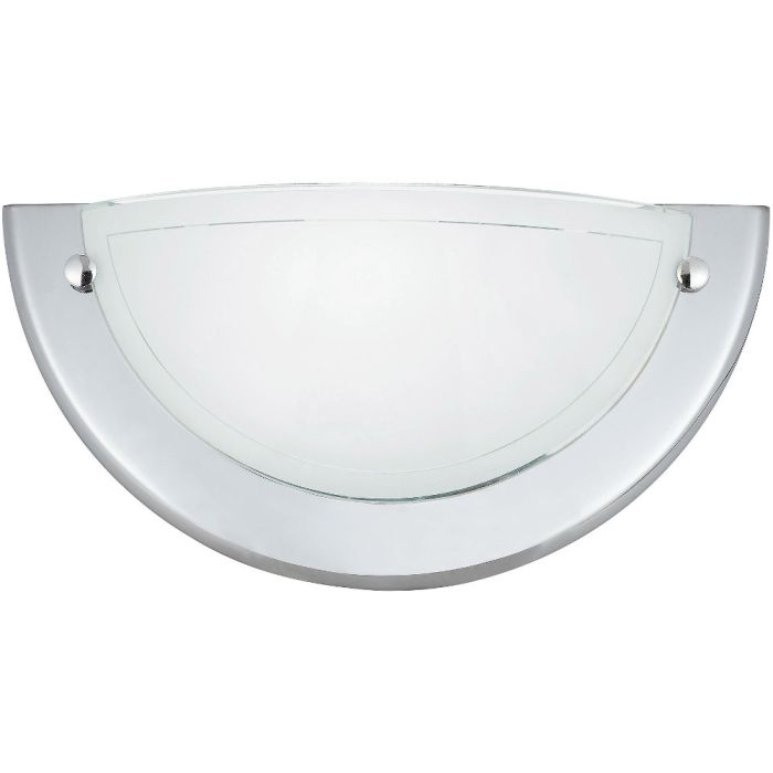 Brilliant Miramar 90196/15 chroom halfronde wandlamp met in het midden een mat halfrond glas met een transparant randje