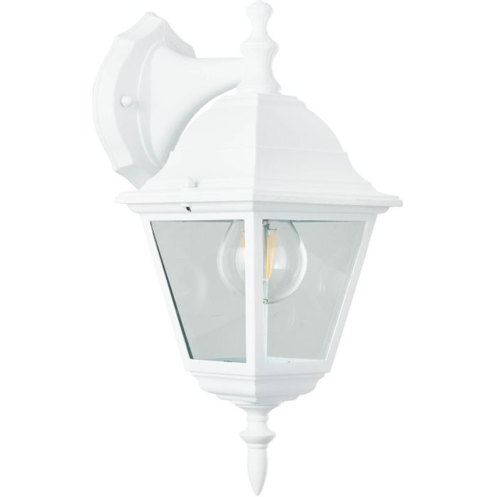 Brilliant Newport 44282/05 wit klassiek buitenlampje met vier transparante ruitjes
