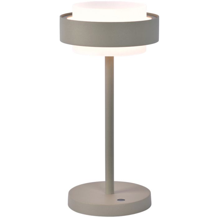 Freelight Puleggia olijf groene tafellamp van 36,5 cm hoog met geïntegreerde LED voor licht rondom met dimmer op de voet