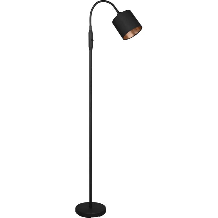 Trio Tommy R46331079 zwarte vloerlamp met kap van textiel