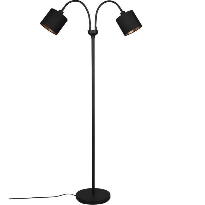 Trio Tommy R46332079 vloerlamp met zwarte kapjes van textiel