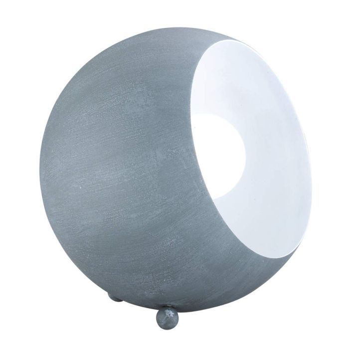 Trio Billy R50101078 beton kleurig bolvormig tafellampje van metaal met opening aan de zijkant en witte binnenzijde