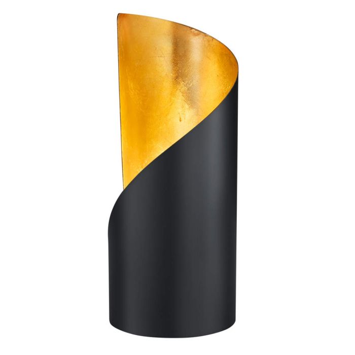 Trio Frank R50161032 zwarte cilindervormige tafellamp van metaal met goudkleurige binnenzijde