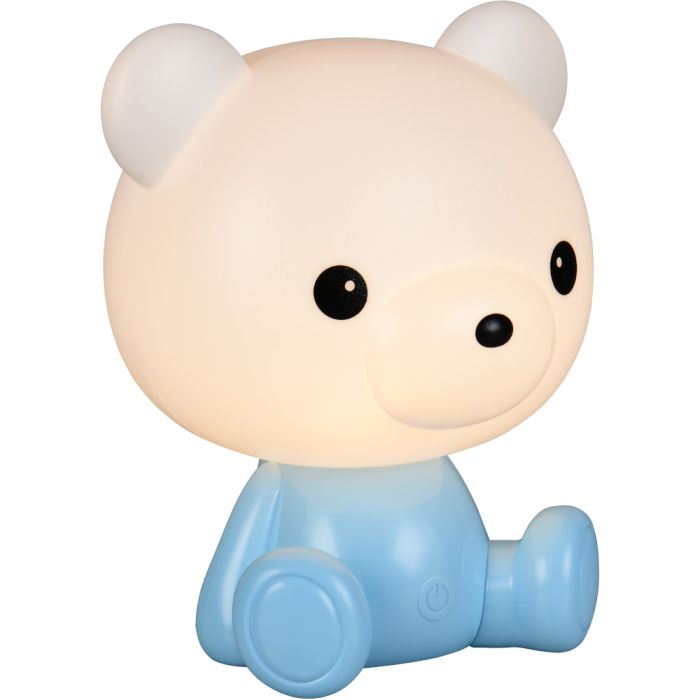 Reality Cutie R57991112 blauwe kinderlamp in de vorm van een beer met lichtgevende kop met wit licht