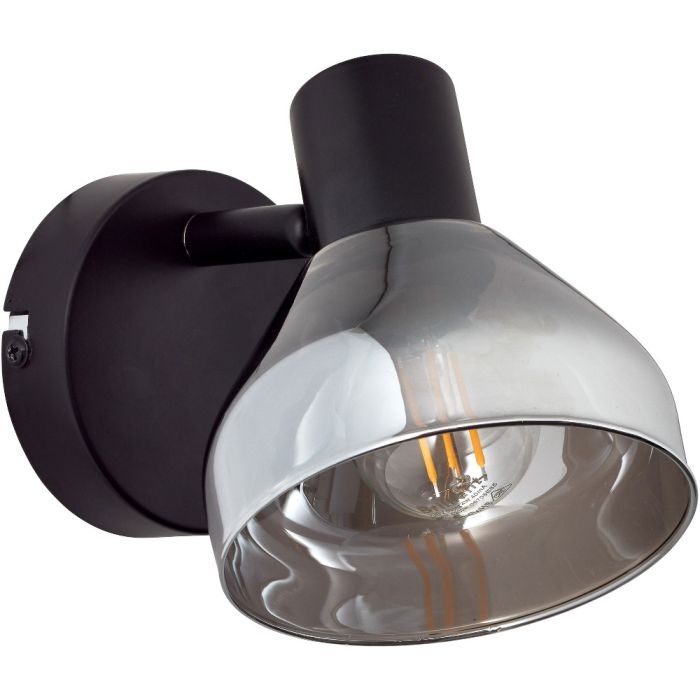 Brilliant Reflekt 82710/06 zwarte wandspot met rookglazen kap