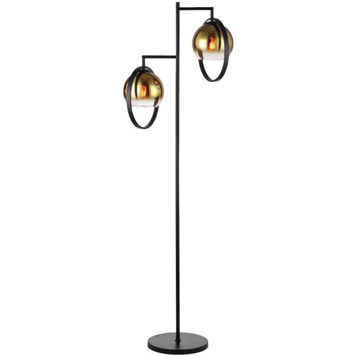 Freelight Aureol S2232GD zwarte vloerlamp met goud glas