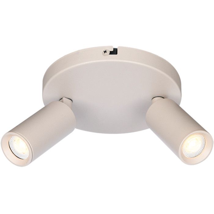 Freelight Scolo creme kleurige spot met een ronde plafondplaat van 15cm en twee spotjes met GU10 35mm lamp