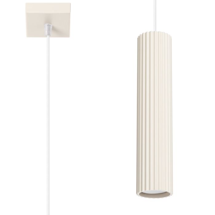 Sollux Karbon SL.1592 beige geribbelde hanglamp