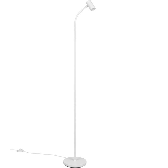 Reality Taryn witte staande leeslamp van 133,5 tot 141 cm hoog met klein spotje met 35mm GU10 lamp