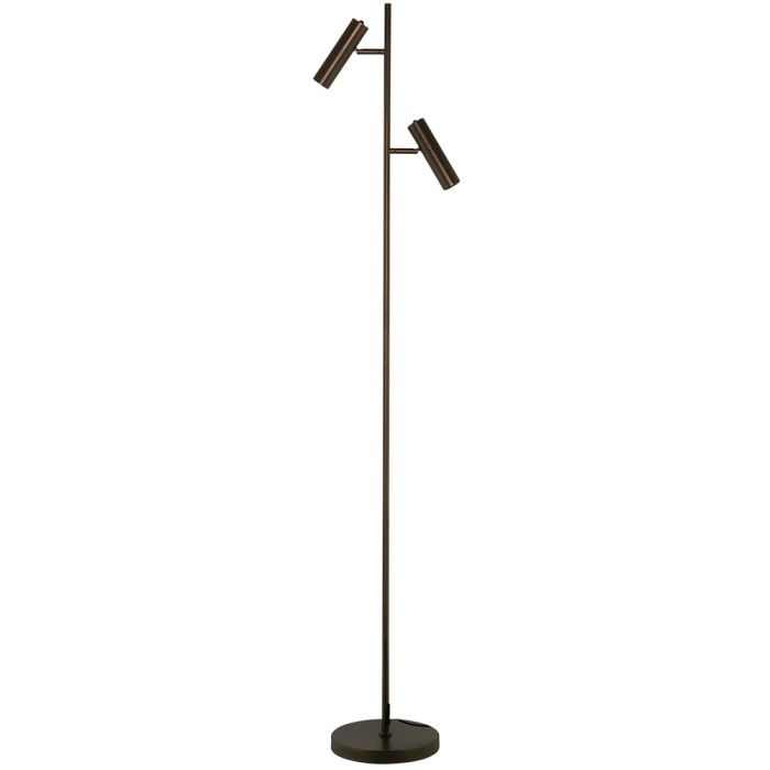 Freelight Undici brons-goud kleurige vloerlamp van 150cm hoog met twee GU10 35mm spots van 15cm lang