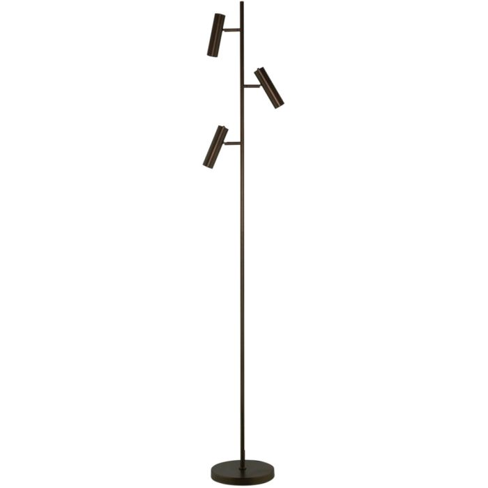 Freelight Undici brons-goud kleurige vloerlamp van 150cm hoog met drie GU10 35mm spots van 15cm lang