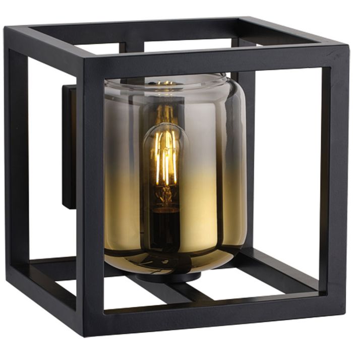 Freelight Dentro W4120GD zwarte wandlamp met goud glas