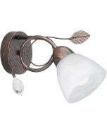 Trio Traditio 200700128 antiek bruine wandlamp met kristal en albast glazen kapje