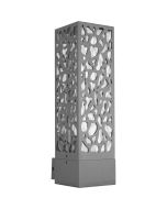 Trio Cooper 207360142 grijze rechthoekige wandlamp voor buiten met kap van metaal met motief en glazen binnenkap