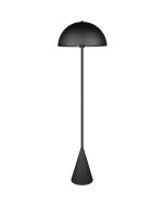 Trio Alfie 465000132 zwart metalen vloerlamp met halfronde bolvormige kap van metaal
