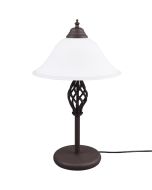 Trio Rustica 501000224 roest bruine tafellamp met wit glazen kap