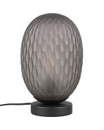 Trio Facette 564200154 ovaal rookglazen tafellamp met honingraat structuur