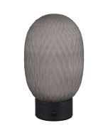 Trio Facette 564210154 ovaal rookglazen oplaadbare tafellamp met honingraat structuur