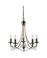 Searchlight Maypole 6345-5AB antiek bronzen klassieke kroonluchter met vijf armen met elk een kaarslamp