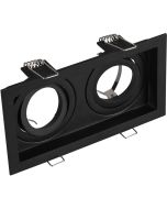 Trio Kenai 651600232 zwarte kantelbare verzonken rechthoekig metalen inbouwspot voor twee GU10 lampen