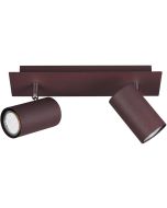 Trio Marley 802400224 roestbruine spot met rechthoekige plafondplaat en twee cilindervormig spotjes met GU10 lamp