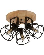 Searchlight Vision met drie zwarte spots van metaaldraad en houten plafondplaat