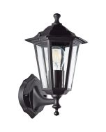 Brilliant Carleen 90986A06 klassiek mat zwarte staande wandlamp voor buiten met zes langwerpige transparante ruitjes