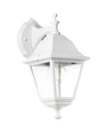 Brilliant Nissie 90992A05 klassieke mat witte wandlamp voor buiten met hangende kap en vier transparante ruitjes