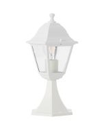 Brilliant Nissie 90993A05 klassieke mat witte sokkellamp voor buiten met vier transparante ruitjes