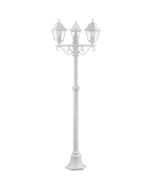 Brilliant Nissie 90995A05 klassieke mat witte lantaarnpaal met drie kappen vier transparante ruitjes per kap