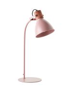 Brilliant Erena 94555/04 roze tafellamp van metaal met hout aan de achterzijde van het kapje