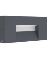 Lutec Arteo antraciet grijze rechthoekige wandlamp van 23 cm breed met lichtvenster naar voren en beneden