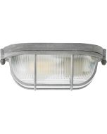 Brilliant Bobbi 94458/70 industriele betongrijze plafondlamp met dik ribbelglas en beschermend rooster